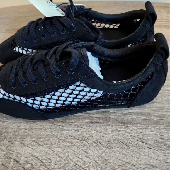 ZARA  WOMEN’S MESH DARBY SHOES BACK PULL TAB. LACE-UP CLOSURE SZ 37 BLACK COLOR - Picture 3 of 5